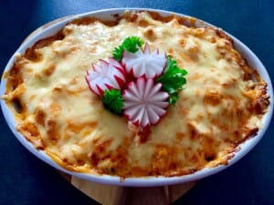 Zapiekanka kebabowa z makaronem i warzywami