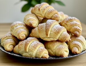 dobrze wyglądające i smakowite rogaliki z jabłkam
