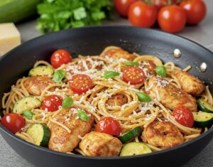 Spaghetti w kremowym sosie z kurczakiem i warzywami - IMG 6712